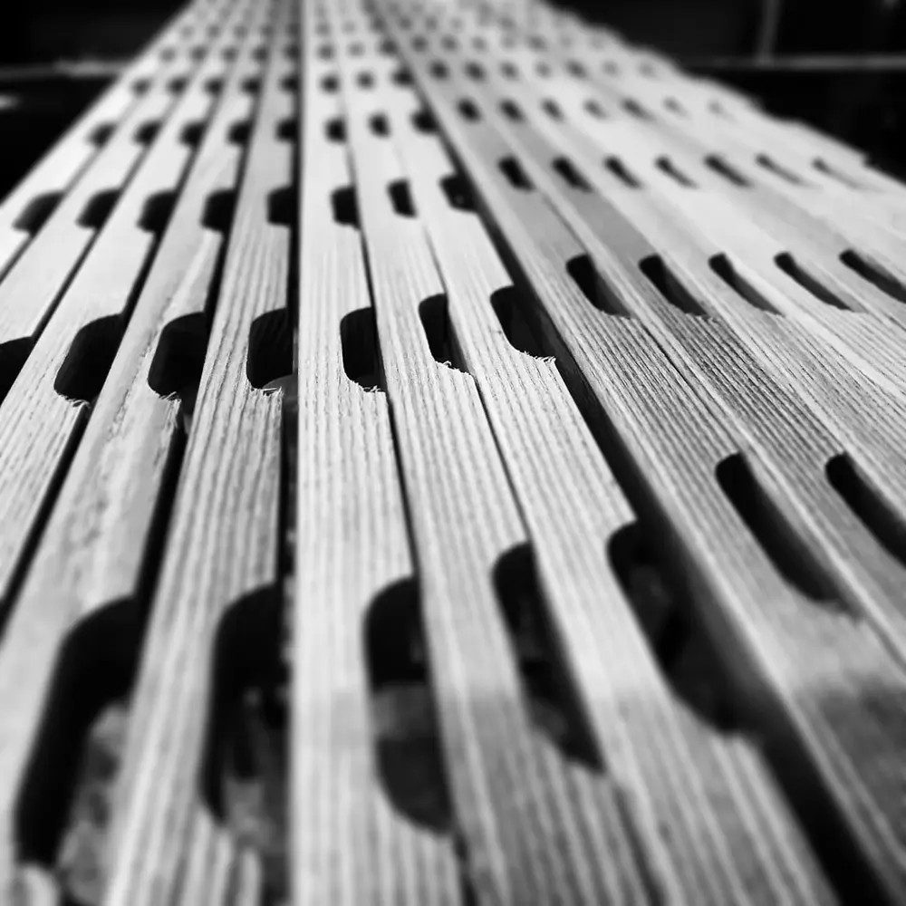 Close-up of ash gunwale detailing