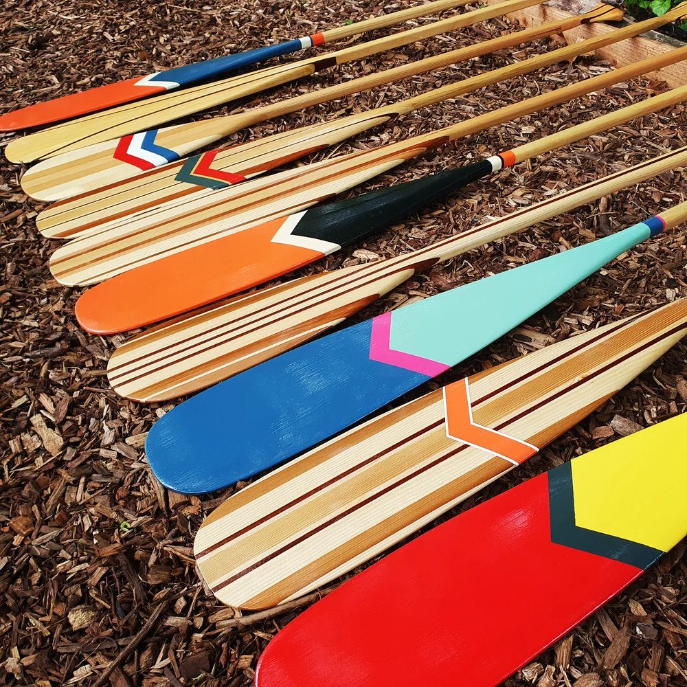 Brightly coloured paddles